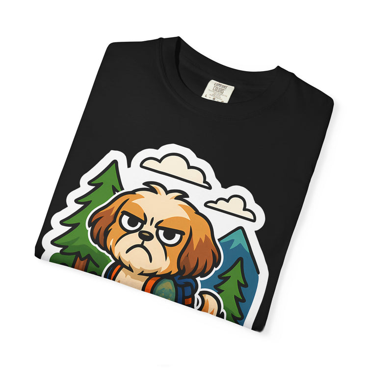 🥾 Forced to Hike Shih Tzu T-Shirt – Funny Dog Hiking Meme Tee for Pet Lovers & Outdoor Fans 🐾