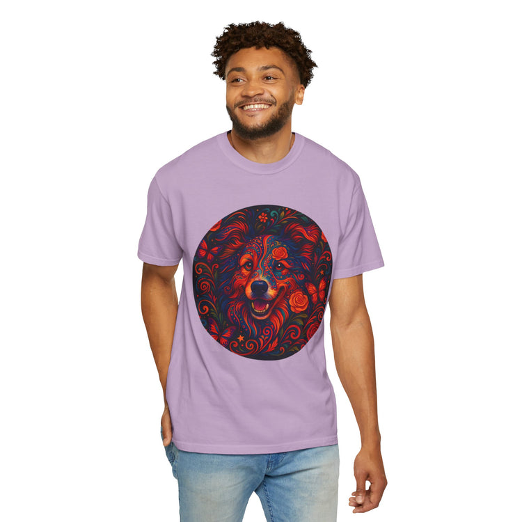 Border Collie Psychedelic T-Shirt – Colorful Dog Art Tee, Trippy Floral Design for Dog Lovers