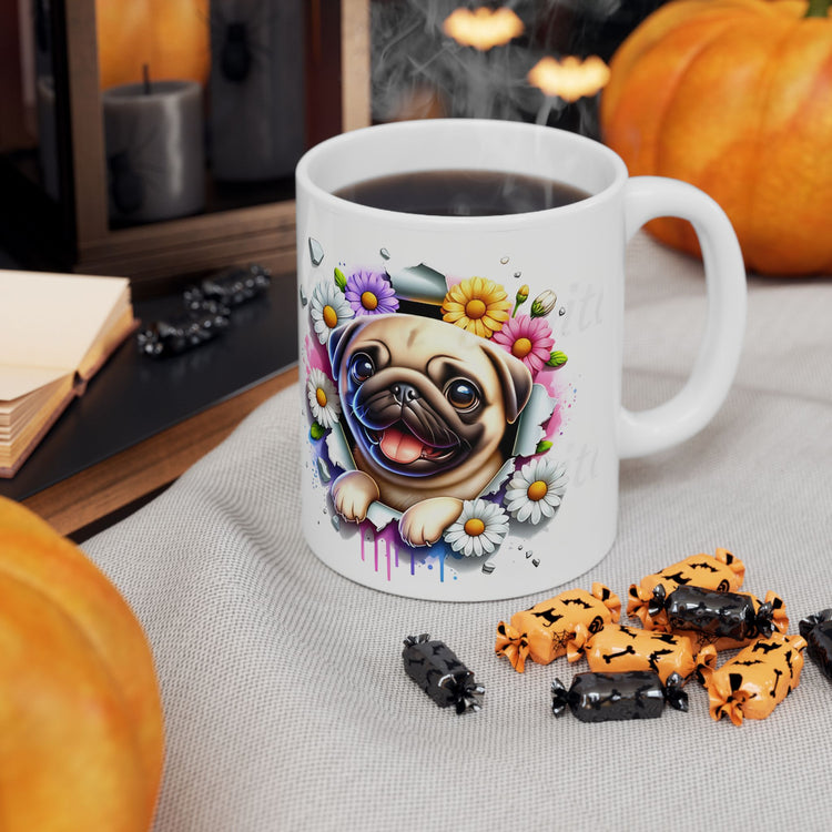Dog Lover Mug – Adorable Puppy Print Ceramic Coffee Cup – 11oz / 15oz