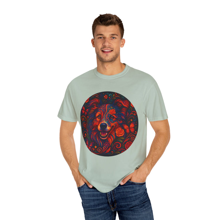 Border Collie Psychedelic T-Shirt – Colorful Dog Art Tee, Trippy Floral Design for Dog Lovers