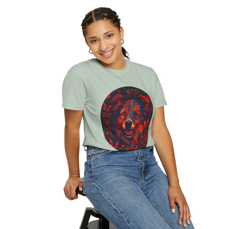 Border Collie Psychedelic T-Shirt – Colorful Dog Art Tee, Trippy Floral Design for Dog Lovers