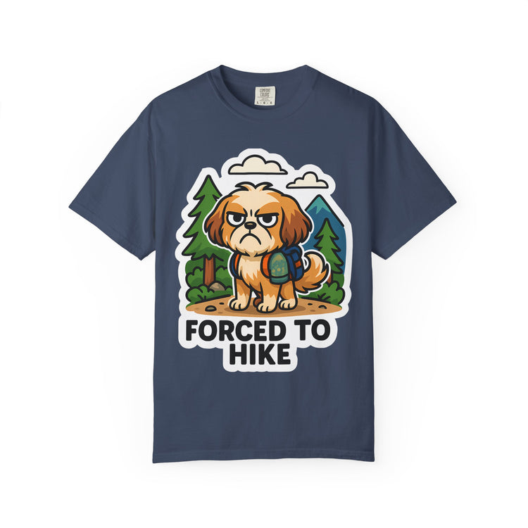 🥾 Forced to Hike Shih Tzu T-Shirt – Funny Dog Hiking Meme Tee for Pet Lovers & Outdoor Fans 🐾