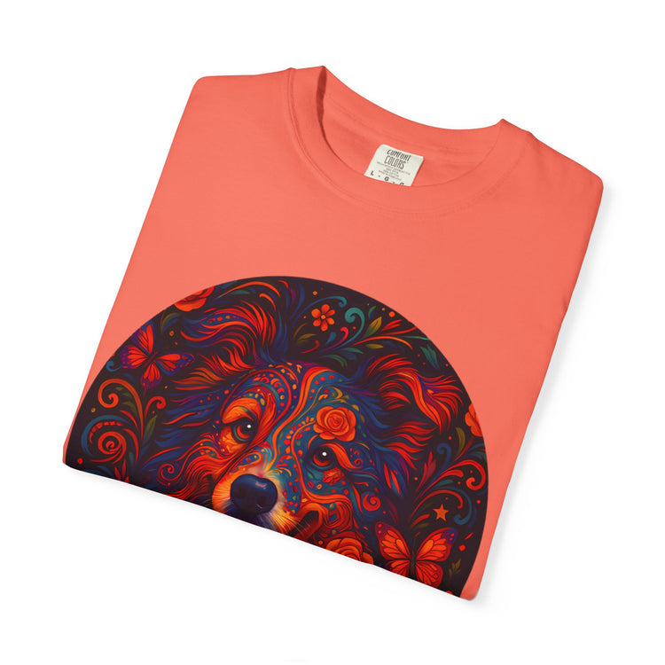 Border Collie Psychedelic T-Shirt – Colorful Dog Art Tee, Trippy Floral Design for Dog Lovers