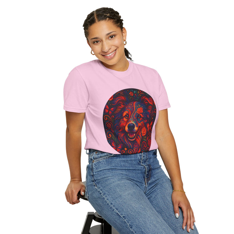 Border Collie Psychedelic T-Shirt – Colorful Dog Art Tee, Trippy Floral Design for Dog Lovers