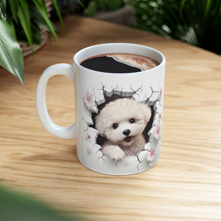Dog Lover Mug – Adorable Puppy Print Ceramic Coffee Cup – 11oz / 15oz