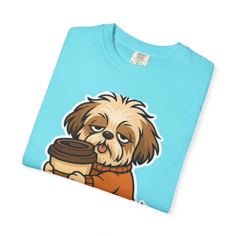 ☕ No Talkie Before Coffee Shih Tzu T-Shirt – Funny Dog Meme Tee for Pet Lovers & Dog Moms 🐾