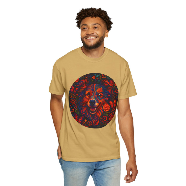 Border Collie Psychedelic T-Shirt – Colorful Dog Art Tee, Trippy Floral Design for Dog Lovers