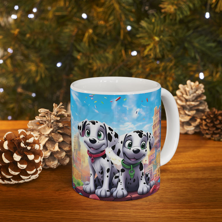 Cute Dog Lover Mug – Adorable Puppy Print Ceramic Coffee Cup – 11oz / 15oz