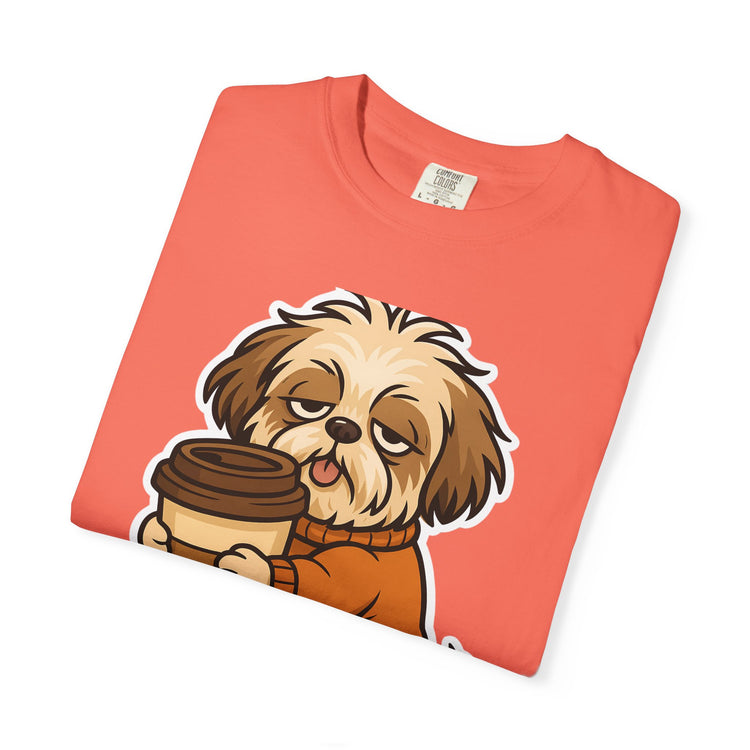 ☕ No Talkie Before Coffee Shih Tzu T-Shirt – Funny Dog Meme Tee for Pet Lovers & Dog Moms 🐾