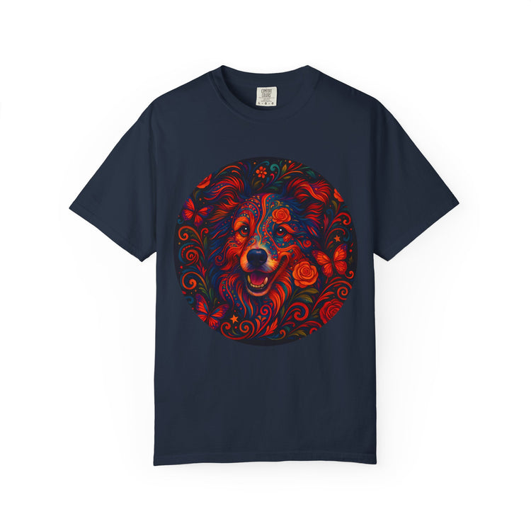 Border Collie Psychedelic T-Shirt – Colorful Dog Art Tee, Trippy Floral Design for Dog Lovers