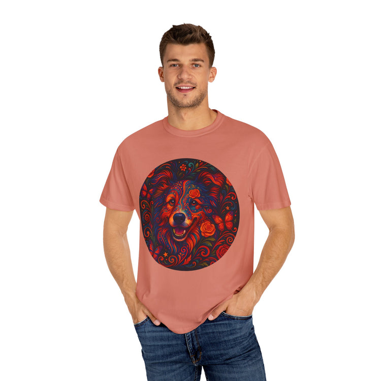Border Collie Psychedelic T-Shirt – Colorful Dog Art Tee, Trippy Floral Design for Dog Lovers