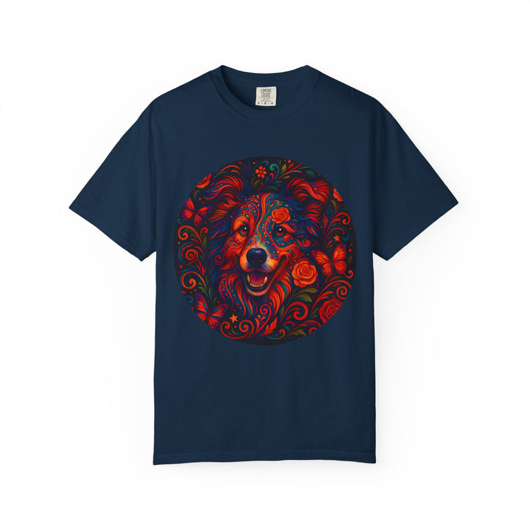 Border Collie Psychedelic T-Shirt – Colorful Dog Art Tee, Trippy Floral Design for Dog Lovers