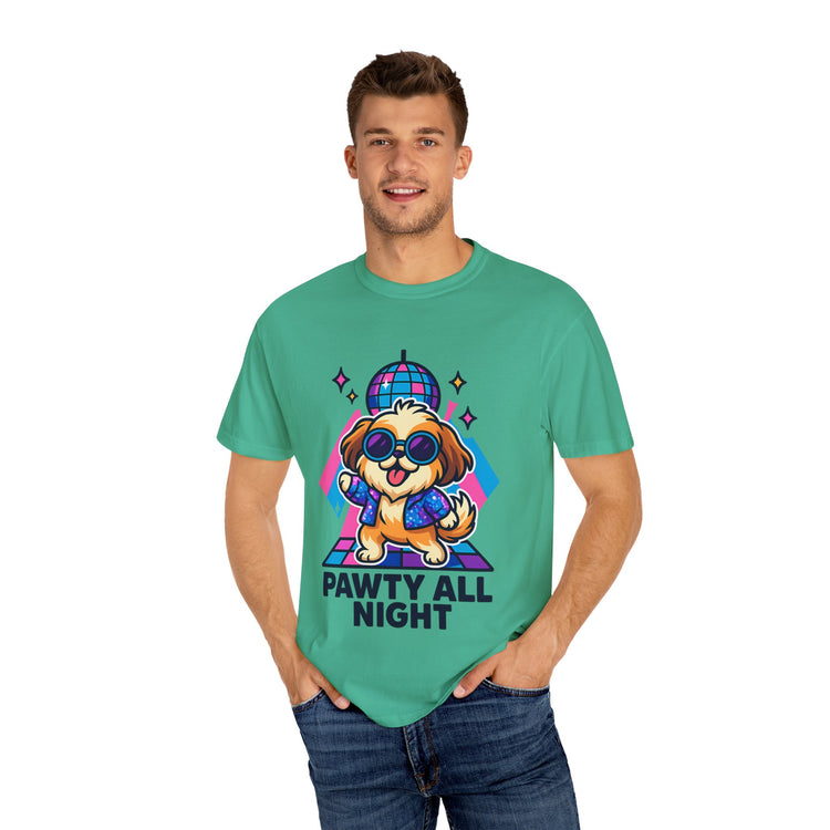 🕺 Pawty All Night Shih Tzu T-Shirt – Funny Disco Dog Meme Tee for Pet Lovers & Party Animals 🐾