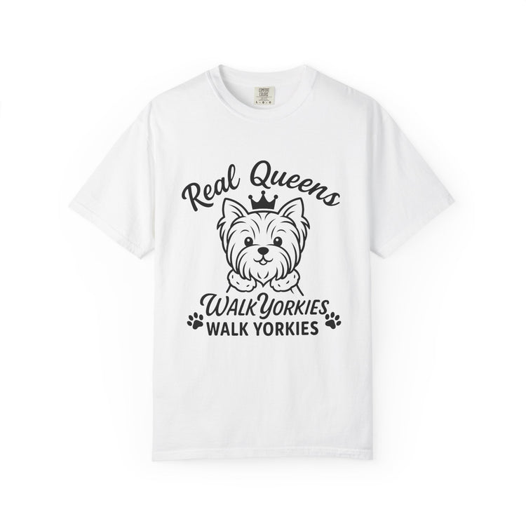 👑 Real Queens Glam Walk Yorkies T-Shirt – Funny Yorkie Mom Tee for Dog Lovers & Pet Parents 🐾