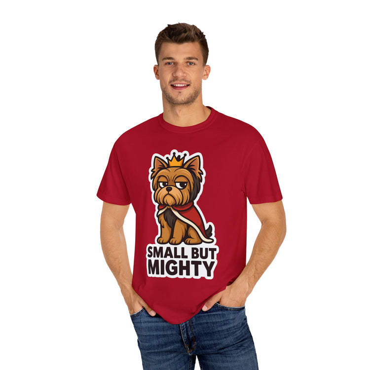 👑 Small But Mighty Yorkie T-Shirt – Funny Cartoon Dog Meme Tee for Dog Moms & Pet Lovers 🐾