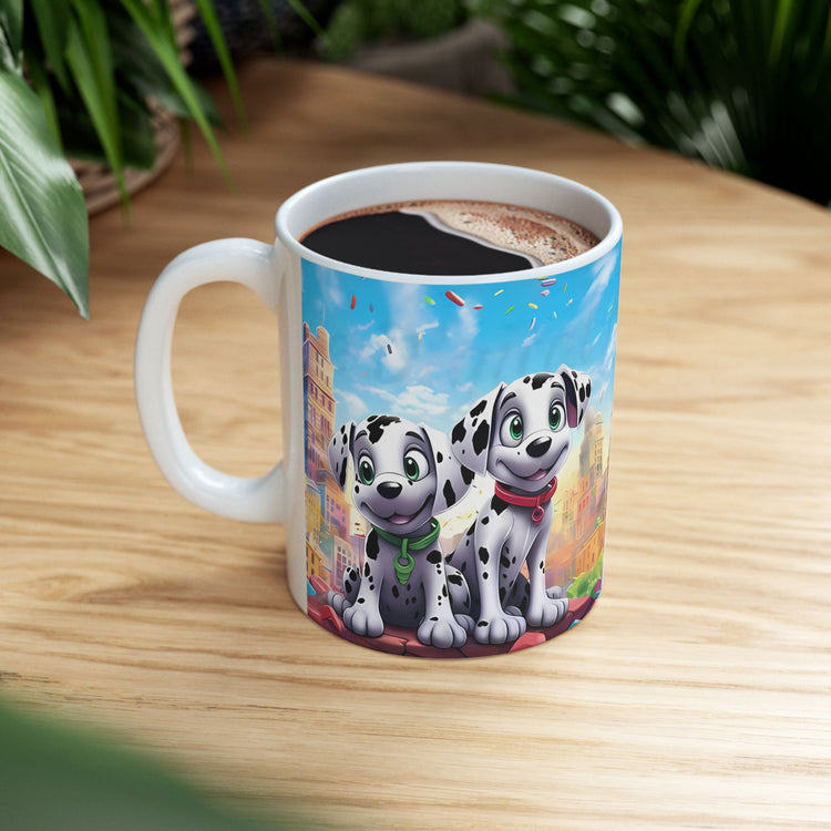 Cute Dog Lover Mug – Adorable Puppy Print Ceramic Coffee Cup – 11oz / 15oz