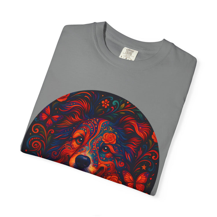 Border Collie Psychedelic T-Shirt – Colorful Dog Art Tee, Trippy Floral Design for Dog Lovers