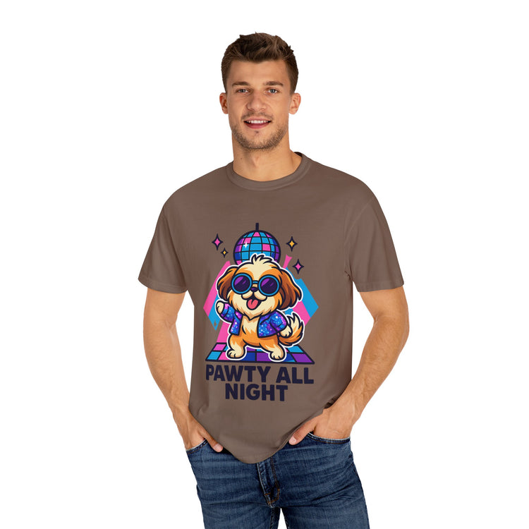 🕺 Pawty All Night Shih Tzu T-Shirt – Funny Disco Dog Meme Tee for Pet Lovers & Party Animals 🐾