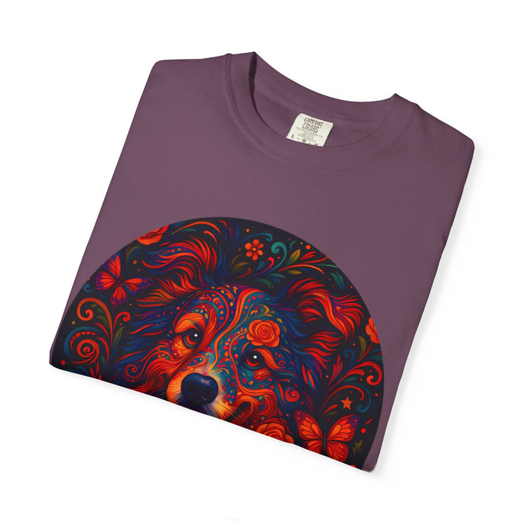 Border Collie Psychedelic T-Shirt – Colorful Dog Art Tee, Trippy Floral Design for Dog Lovers