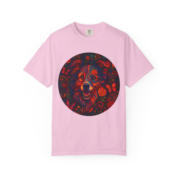 Border Collie Psychedelic T-Shirt – Colorful Dog Art Tee, Trippy Floral Design for Dog Lovers