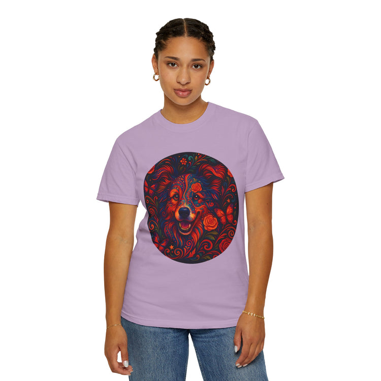 Border Collie Psychedelic T-Shirt – Colorful Dog Art Tee, Trippy Floral Design for Dog Lovers