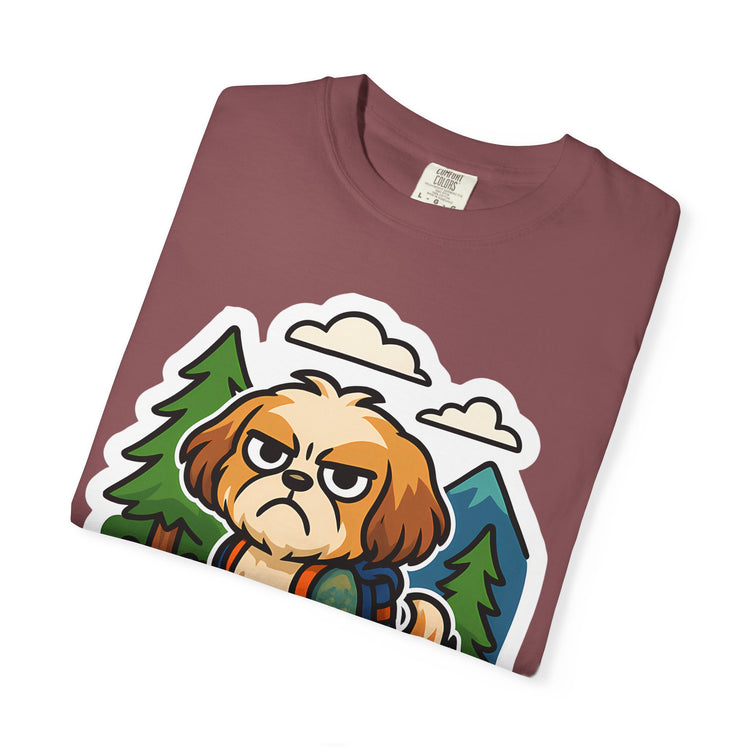 🥾 Forced to Hike Shih Tzu T-Shirt – Funny Dog Hiking Meme Tee for Pet Lovers & Outdoor Fans 🐾