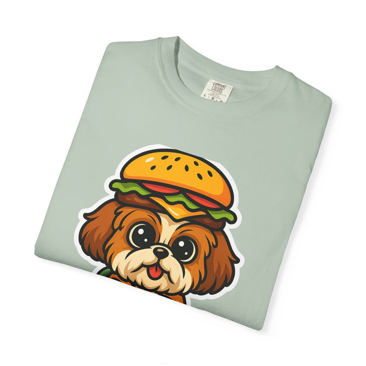 🍔 Snack First, Questions Later Shih Tzu T-Shirt – Funny Foodie Dog Meme Tee for Pet Lovers & Dog Moms 🐾
