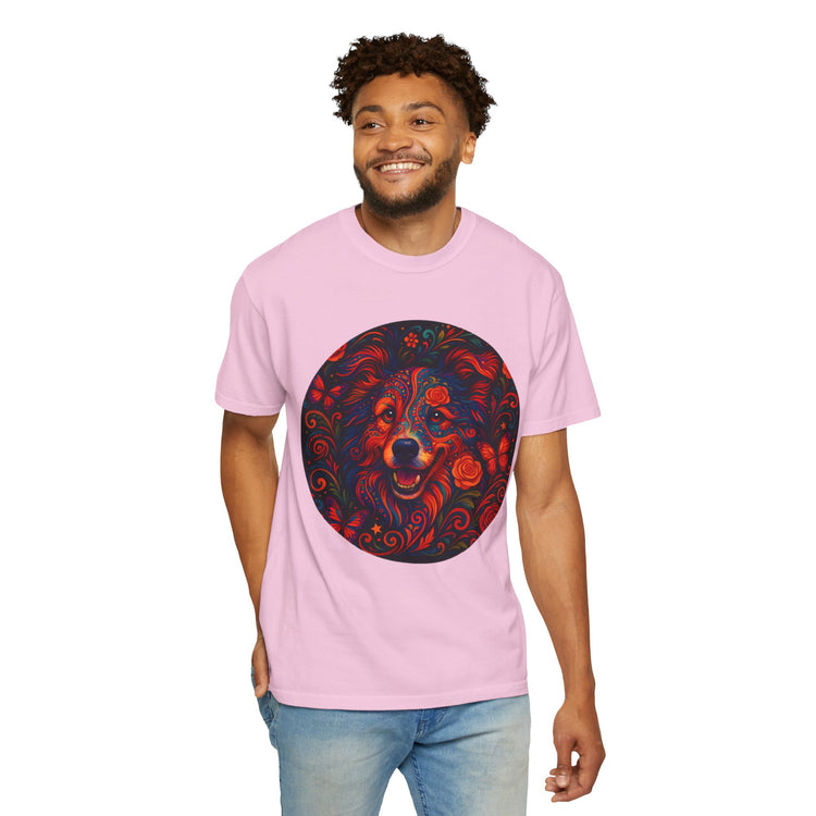 Border Collie Psychedelic T-Shirt – Colorful Dog Art Tee, Trippy Floral Design for Dog Lovers