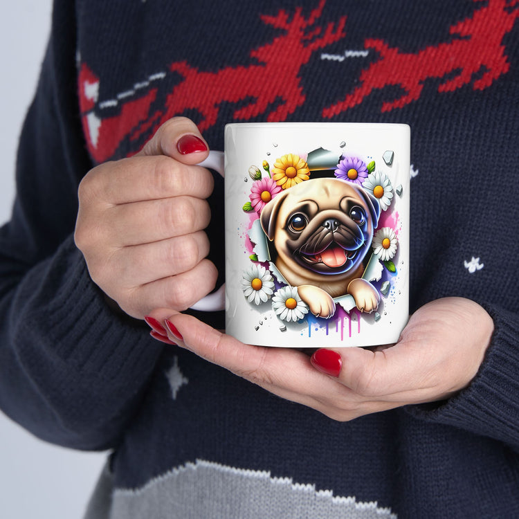 Dog Lover Mug – Adorable Puppy Print Ceramic Coffee Cup – 11oz / 15oz