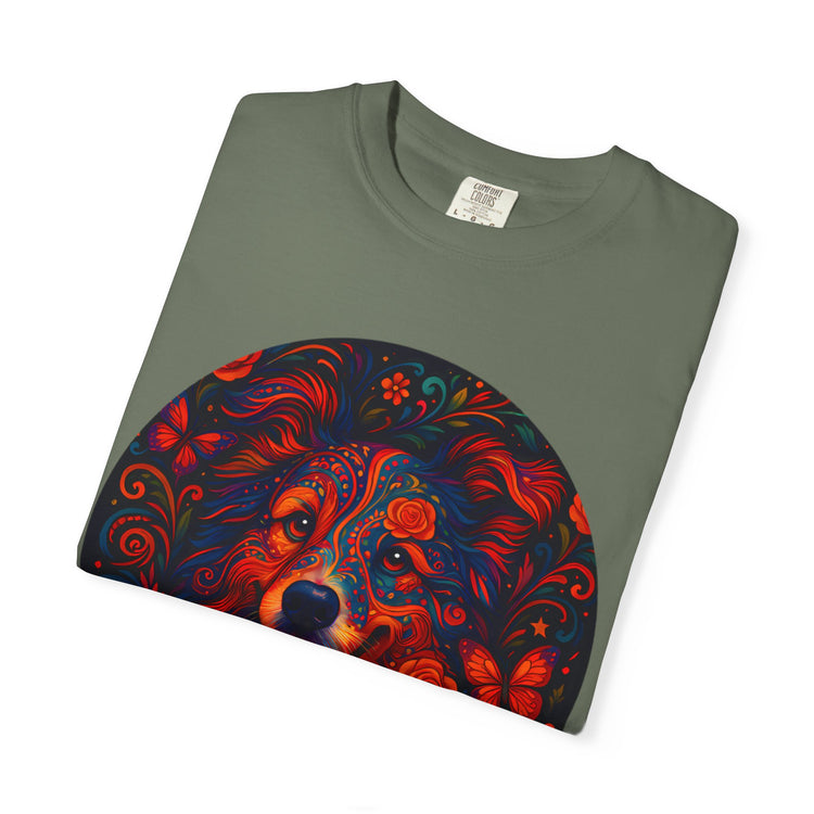 Border Collie Psychedelic T-Shirt – Colorful Dog Art Tee, Trippy Floral Design for Dog Lovers