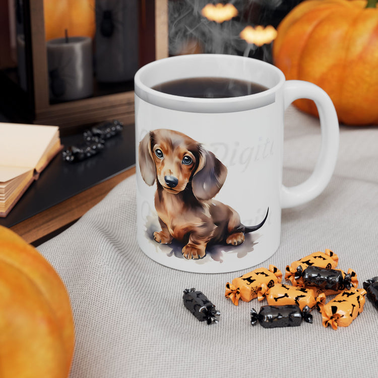 Cute Dog Lover Mug – Adorable Puppy Print Ceramic Coffee Cup – 11oz / 15oz