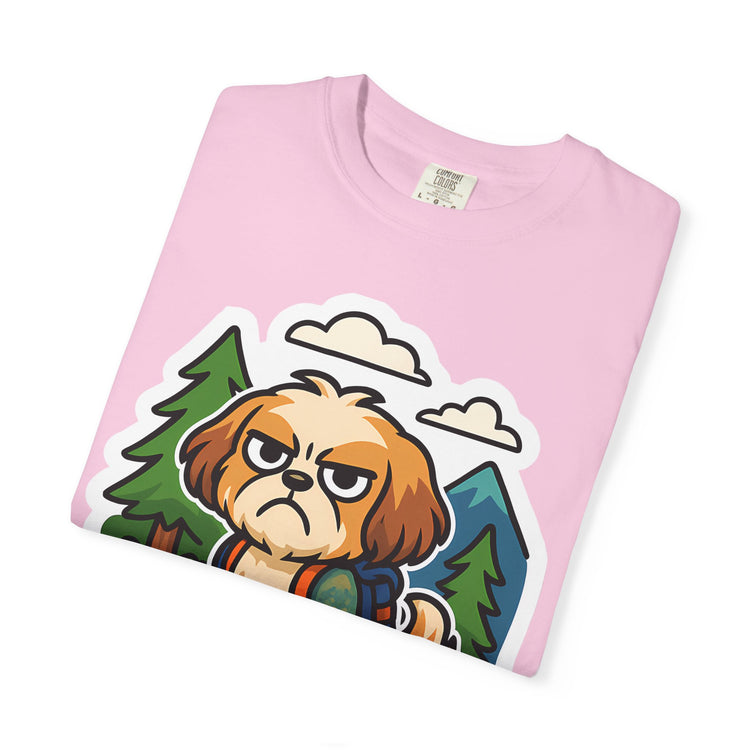 🥾 Forced to Hike Shih Tzu T-Shirt – Funny Dog Hiking Meme Tee for Pet Lovers & Outdoor Fans 🐾