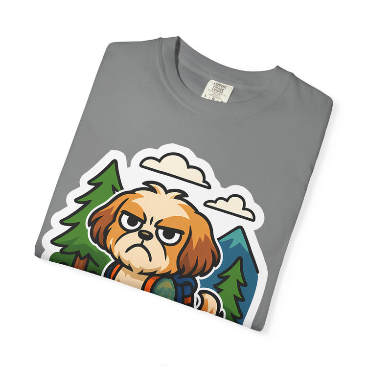 🥾 Forced to Hike Shih Tzu T-Shirt – Funny Dog Hiking Meme Tee for Pet Lovers & Outdoor Fans 🐾