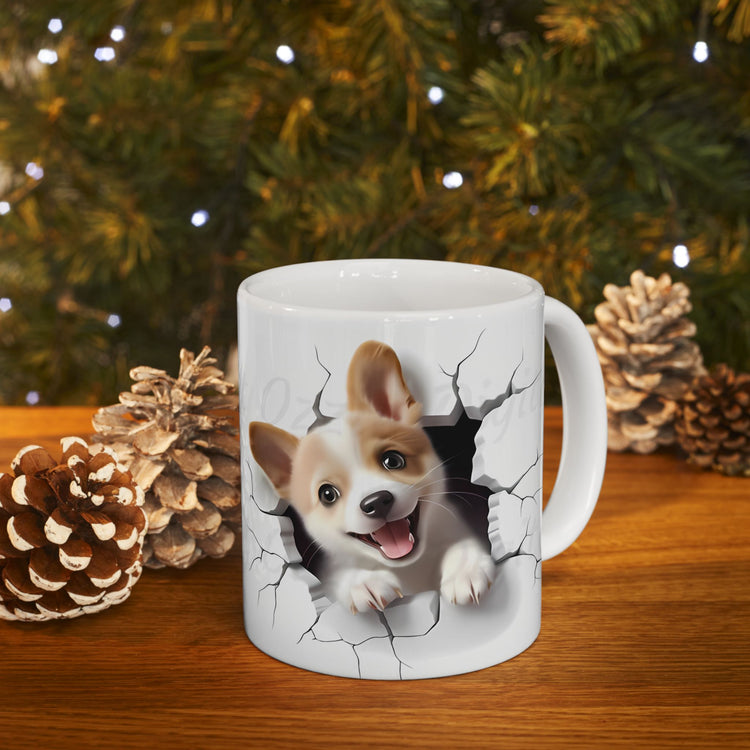 Dog Lover Mug – Adorable Puppy Print Ceramic Coffee Cup – 11oz / 15oz