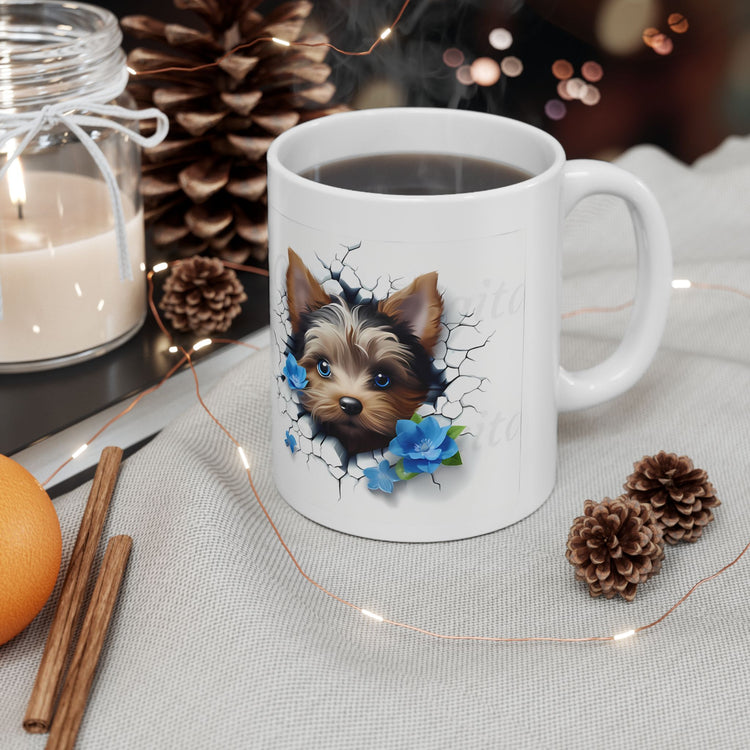 Cute Dog Lover Mug – Adorable Puppy Print Ceramic Coffee Cup – 11oz / 15oz