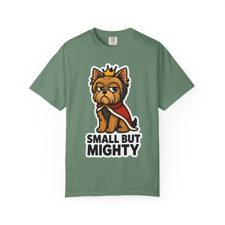 👑 Small But Mighty Yorkie T-Shirt – Funny Cartoon Dog Meme Tee for Dog Moms & Pet Lovers 🐾