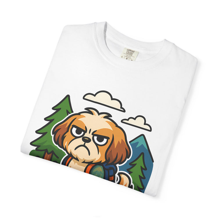 🥾 Forced to Hike Shih Tzu T-Shirt – Funny Dog Hiking Meme Tee for Pet Lovers & Outdoor Fans 🐾