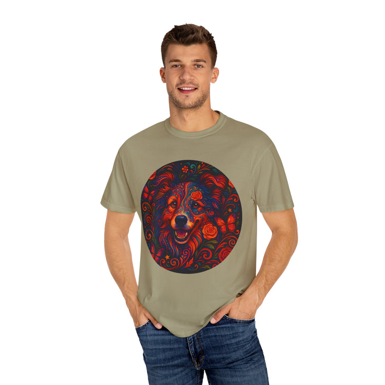 Border Collie Psychedelic T-Shirt – Colorful Dog Art Tee, Trippy Floral Design for Dog Lovers