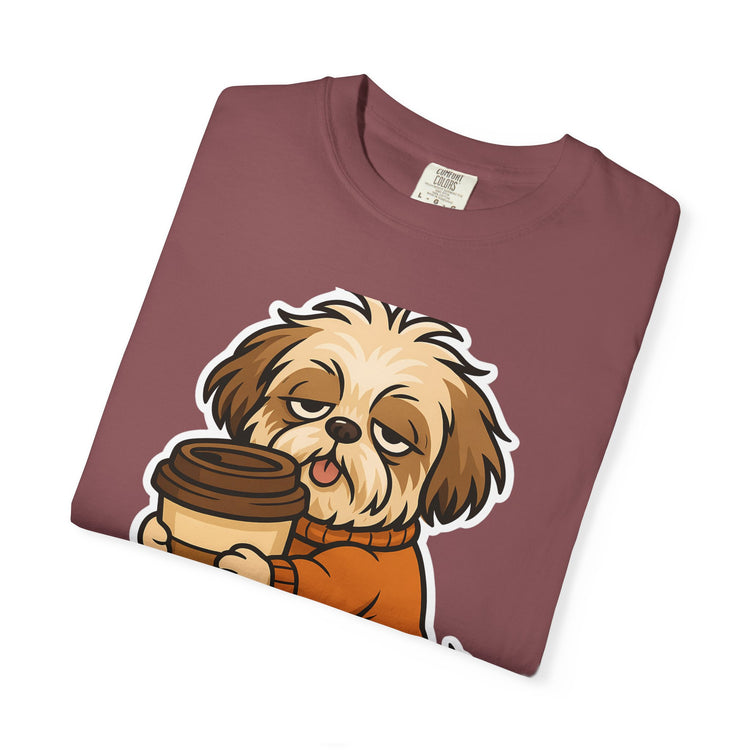 ☕ No Talkie Before Coffee Shih Tzu T-Shirt – Funny Dog Meme Tee for Pet Lovers & Dog Moms 🐾