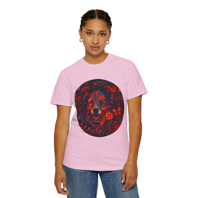 Border Collie Psychedelic T-Shirt – Colorful Dog Art Tee, Trippy Floral Design for Dog Lovers