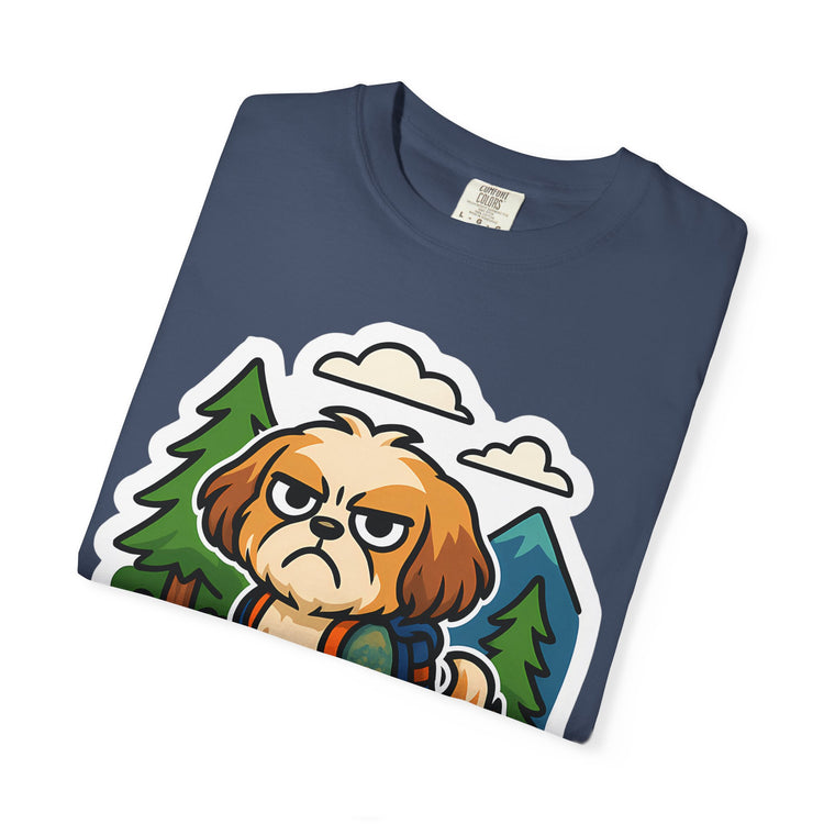 🥾 Forced to Hike Shih Tzu T-Shirt – Funny Dog Hiking Meme Tee for Pet Lovers & Outdoor Fans 🐾