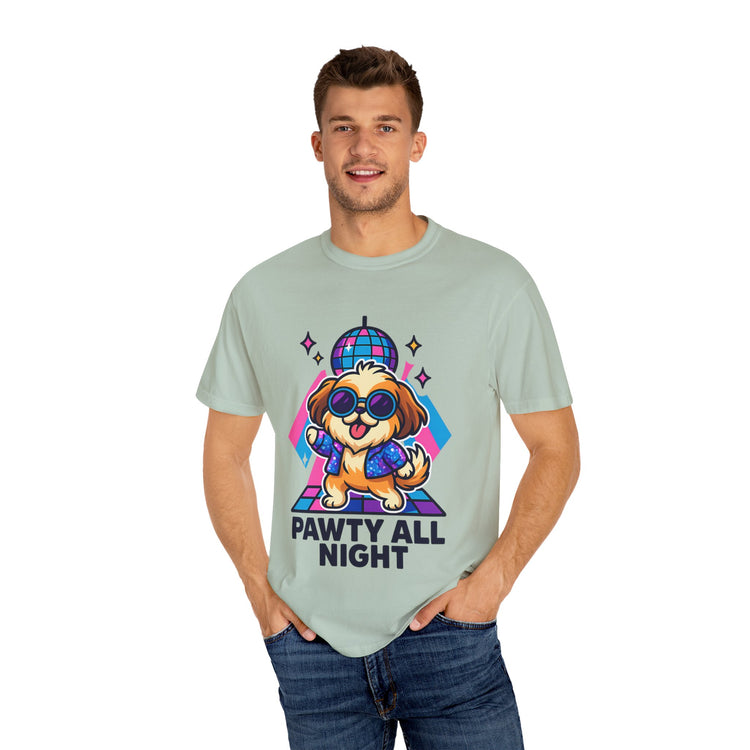 🕺 Pawty All Night Shih Tzu T-Shirt – Funny Disco Dog Meme Tee for Pet Lovers & Party Animals 🐾