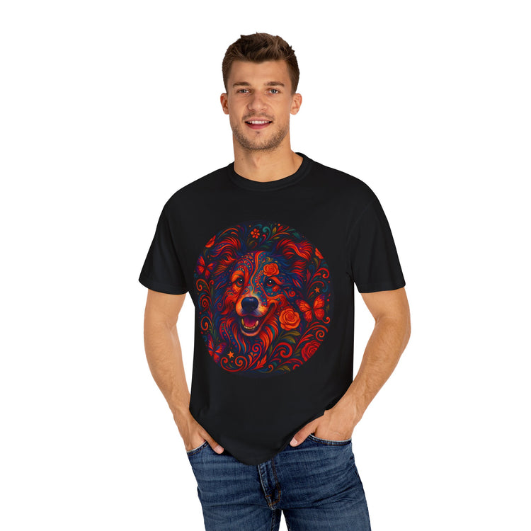 Border Collie Psychedelic T-Shirt – Colorful Dog Art Tee, Trippy Floral Design for Dog Lovers