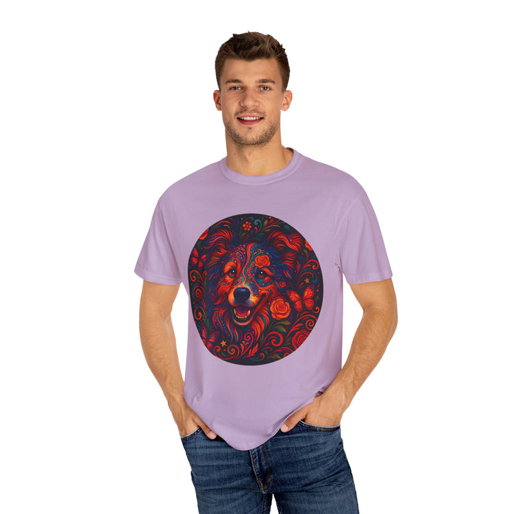 Border Collie Psychedelic T-Shirt – Colorful Dog Art Tee, Trippy Floral Design for Dog Lovers