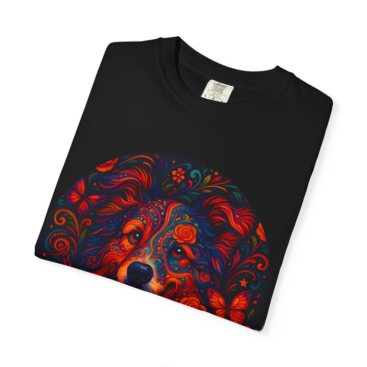 Border Collie Psychedelic T-Shirt – Colorful Dog Art Tee, Trippy Floral Design for Dog Lovers