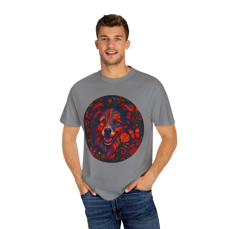Border Collie Psychedelic T-Shirt – Colorful Dog Art Tee, Trippy Floral Design for Dog Lovers