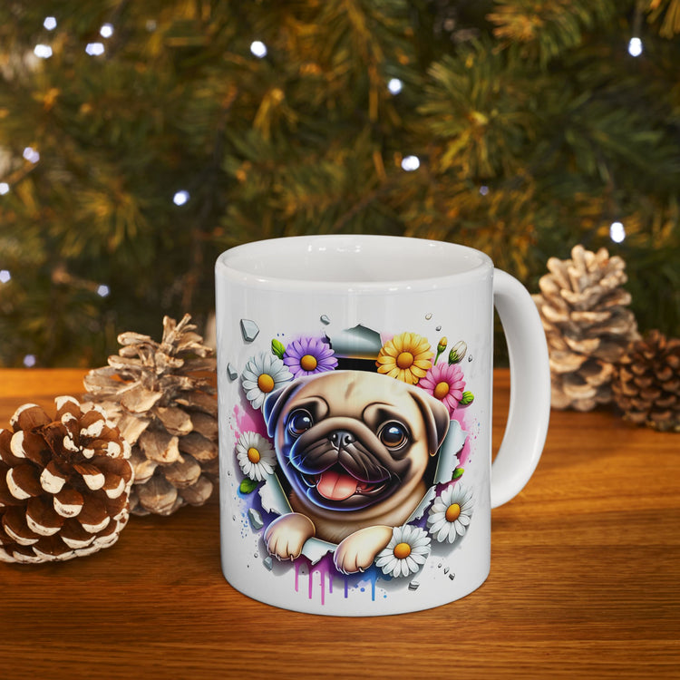 Dog Lover Mug – Adorable Puppy Print Ceramic Coffee Cup – 11oz / 15oz