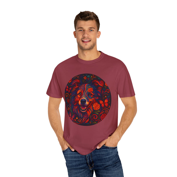 Border Collie Psychedelic T-Shirt – Colorful Dog Art Tee, Trippy Floral Design for Dog Lovers
