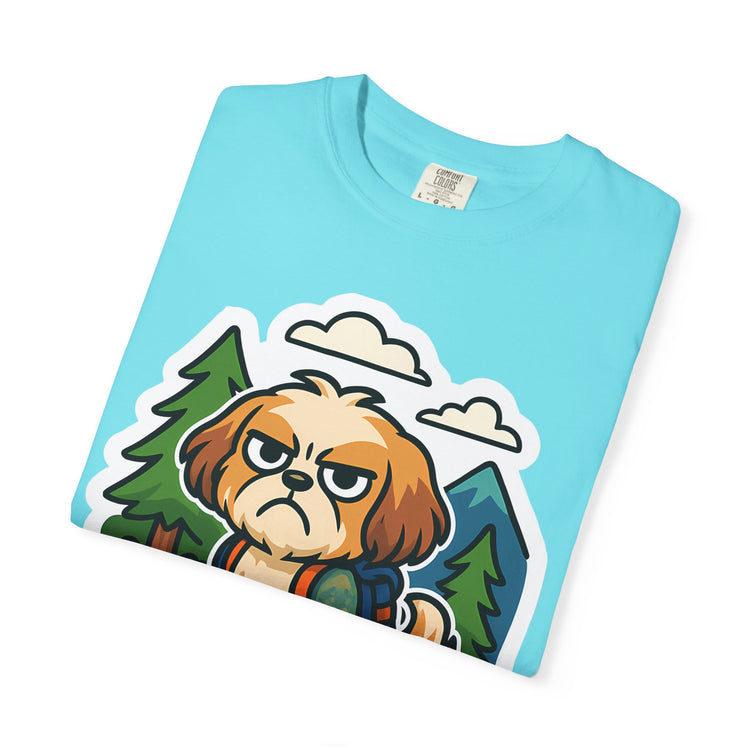 🥾 Forced to Hike Shih Tzu T-Shirt – Funny Dog Hiking Meme Tee for Pet Lovers & Outdoor Fans 🐾