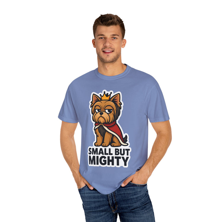👑 Small But Mighty Yorkie T-Shirt – Funny Cartoon Dog Meme Tee for Dog Moms & Pet Lovers 🐾